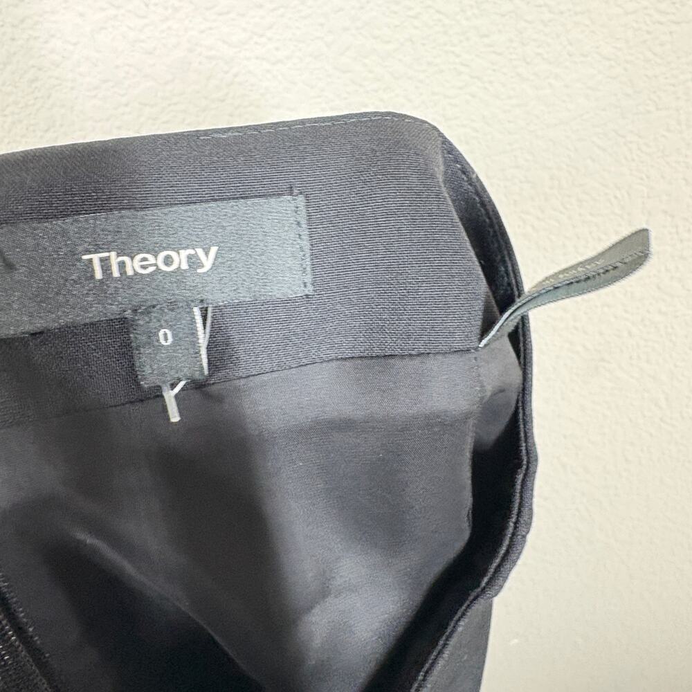 Theory Womens Size 0 Skinny Pencil Skirt Black Wool Blend Stretch Back Career - Picture 6 of 9